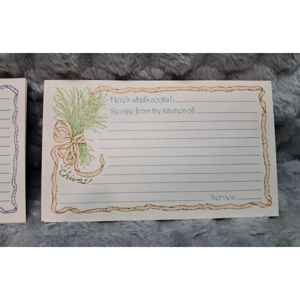 VTG Current Inc Recipe Cards Box Here's Whats Cookin' Set Thyme Chives Stove